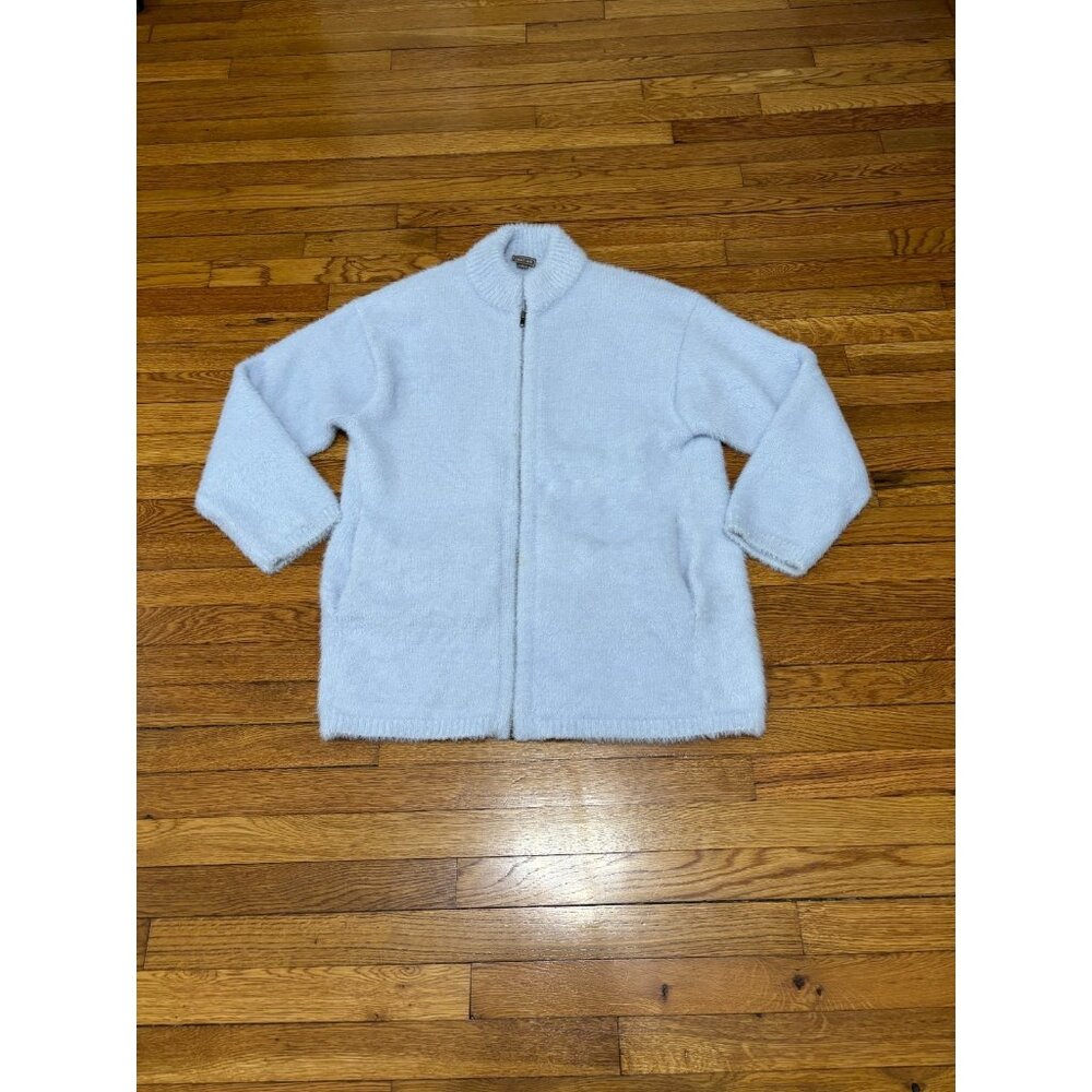 J. Crew Point Sur Womens Fuzzy Cardigan Jacket Size Large Light Blue Full Zip